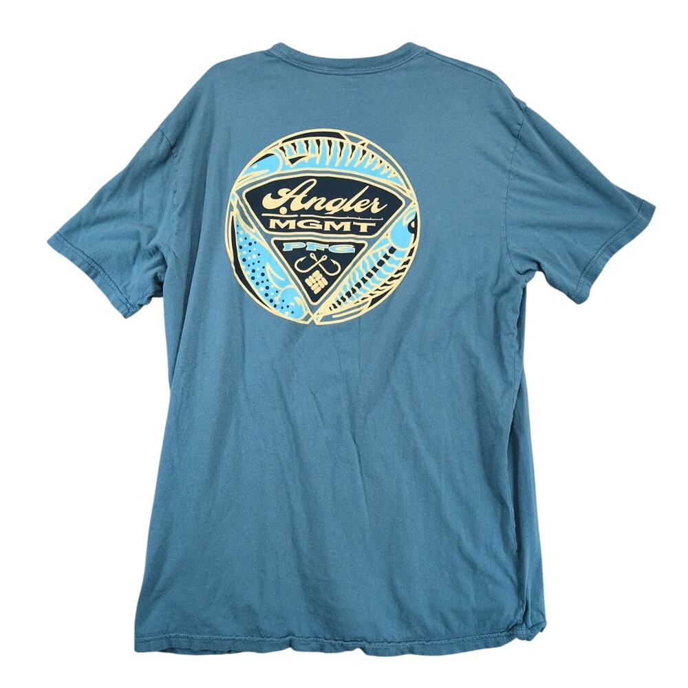 Columbia PFG Angler Mgmt Blue T-Shirt Mens XL Performance Fishing Gear Short Slv